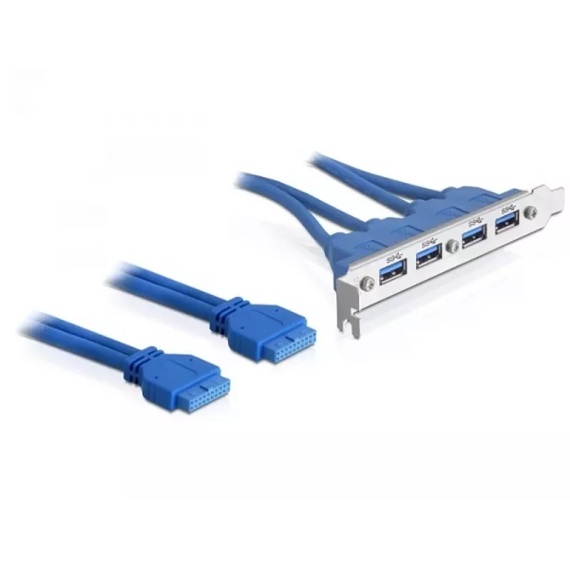 Chapa de ranura DeLOCK USB3.0 Pin Header 19 Pin 2 x Internal > 4 x USB3.0-A Socket external - Chapa de ranura (82974)