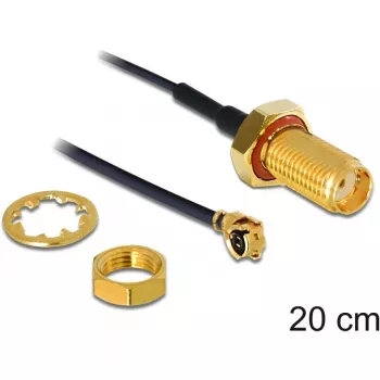 Cable coaxial DeLOCK 88747 0,2 m negro