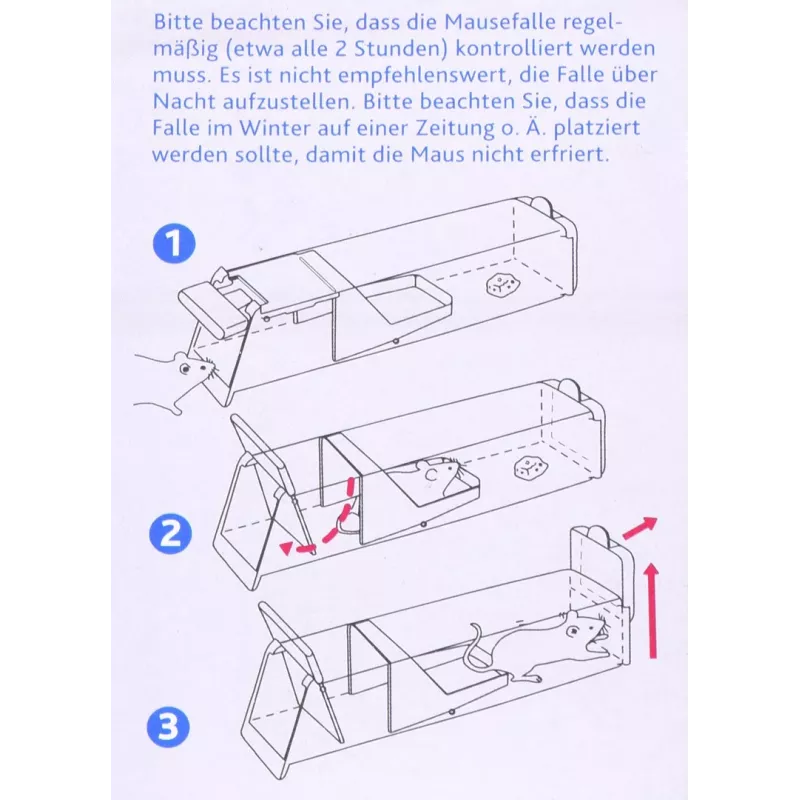 Trampa viva humanitaria para ratones Trixie TX-4192, carcasa de tecnopolímero, 60 × 45 × 170 mm, reutilizable
