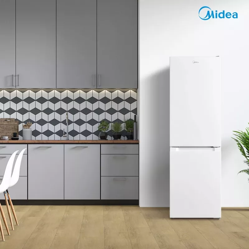 Frigorífico combinado Midea MDRB369FGE01 — 262 L (frigorífico 194 L / congelador 68 L), 177,3 cm, clase de eficiencia energética E, Blanco