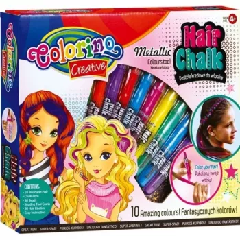 Set de tizas para el pelo colorino 68635PTR – 10 colores mix, lápices de color temporales para el pelo