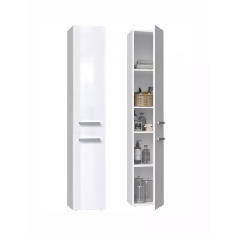 Armario de baño top e shop NEL II BIEL POŁ — de pie, 5 baldas, 310×300×1740 mm, blanco