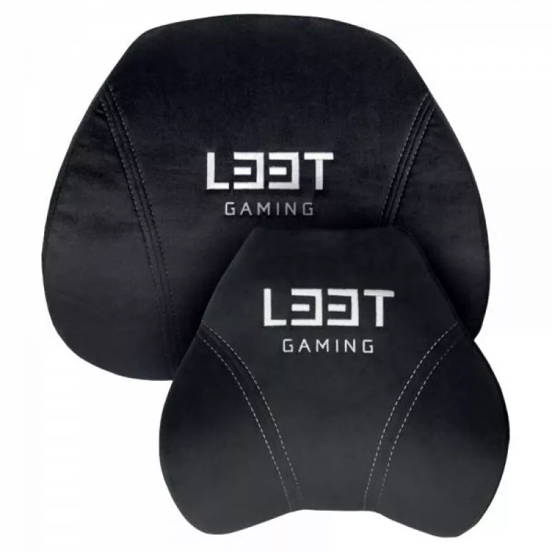 L33T Gaming 160382 Set de cojines de lujo para silla gaming, memory foam, terciopelo, ultrasuave, negro