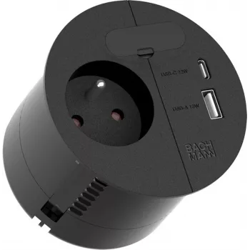 Regleta de enchufes Bachmann 938.202 — 1x UTE, 1x USB A/C 22W, 1x KBD, 2,0 m cable, conector CEE7/7