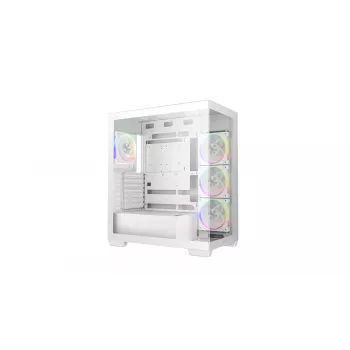 Caja de PC DeepCool CG580 4F V2 Midi Tower Blanca — ATX, cristal templado, 3 ventiladores laterales de 120 mm, soporte para radiador lateral de 360 mm