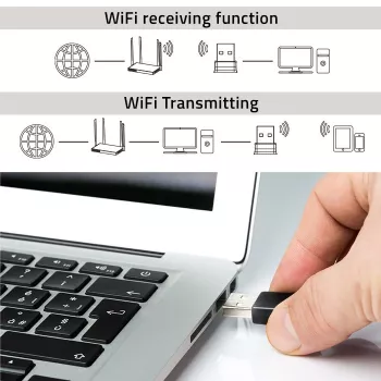 Adaptador USB Wi-Fi QOLTEC NANO 56986 — Mini-N, USB 2.0, 802.11n