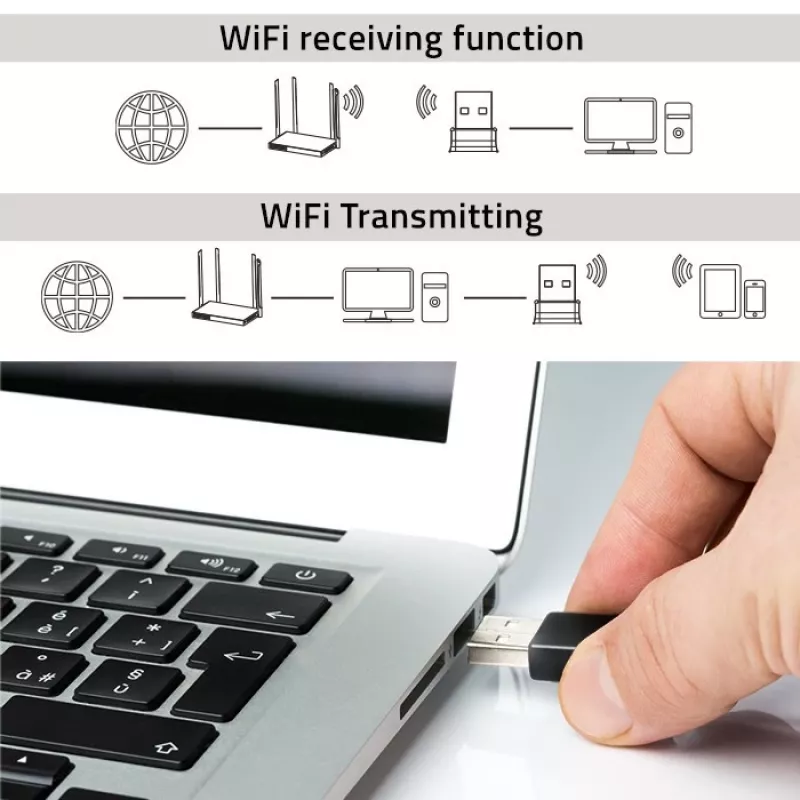 Adaptador USB Wi-Fi QOLTEC NANO 56986 — Mini-N, USB 2.0, 802.11n