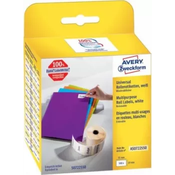 Avery - etiquetas de papel rectangulares de adhesivo removible - blanco - 19 x 51 mm 500 etiqueta(s) (1 rollo(s) x 500) (AS0722550)
