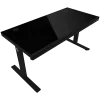 Escritorio gaming de altura ajustable con dos motores, función sentado/de pie, cargador inalámbrico, iluminación RGB, panel de control y puertos USB, tablero de vidrio templado, negro