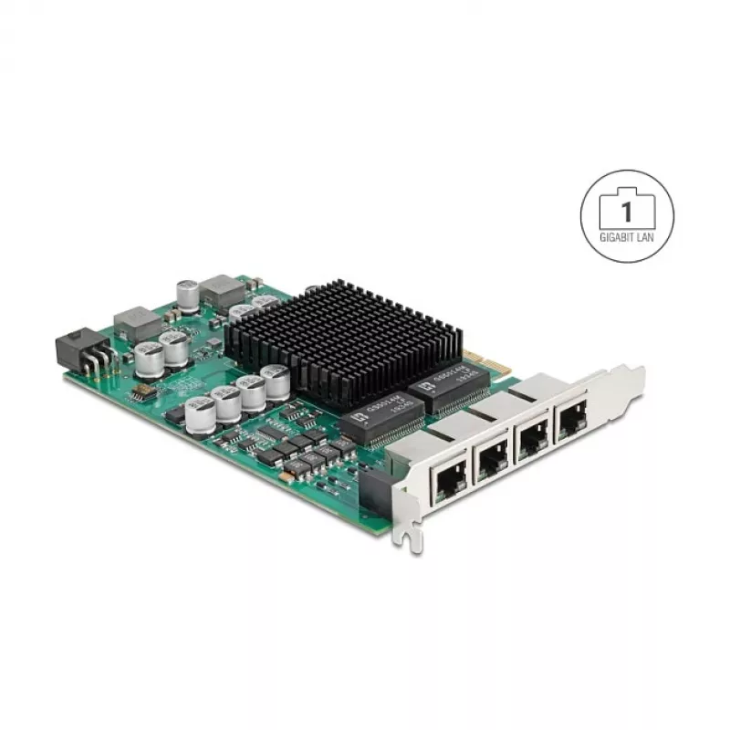 Tarjeta de red DELOCK PCI Express x4 Gigabit LAN 4xRJ45 PoE+