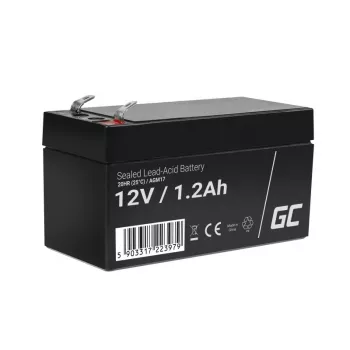 Batería de plomo-ácido sellada (VRLA) Green Cell AGM17 12 V 1,2 Ah — 52 mm de altura, 43×97 mm, 0,5 kg