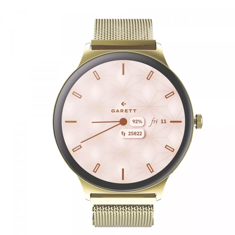 Smartwatch Garett Verona 2 Gold Mesh con Bluetooth y medidor de frecuencia cardíaca