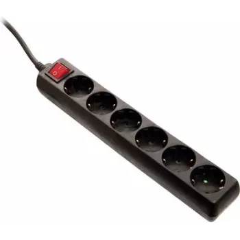 Regleta de enchufes AS Schwabe 11672 Schuko negra con interruptor, 1 ud.