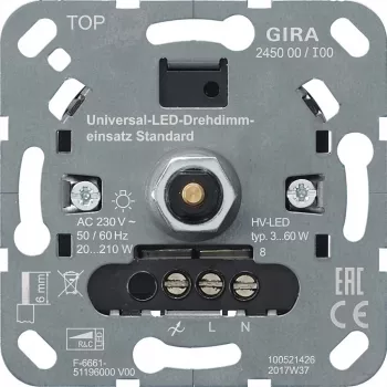 gira S3000 UniLED regulador giratorio estándar 245000 — regulador LED giratorio, modelo 245000