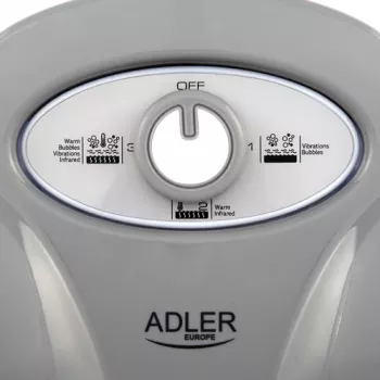 Masajeador de piernas Adler AD 2167 con masaje por rodillos y vibración, calor, intensidad ajustable, 80 W, gris blanco
