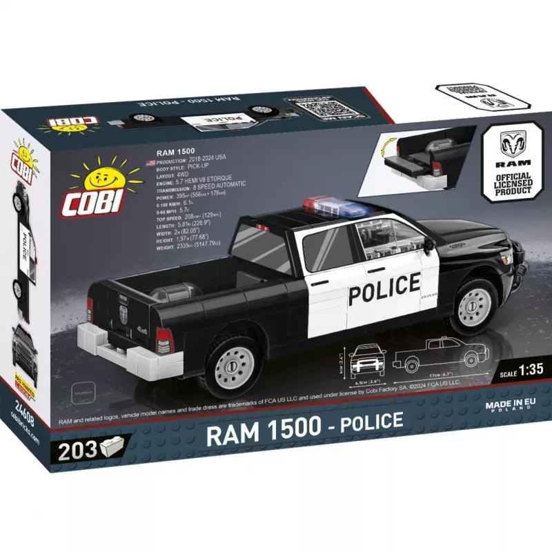 Juguete de construcción Cobi RAM 1500 Police 24608 modelo 2 en 1, set de bloques, convertible