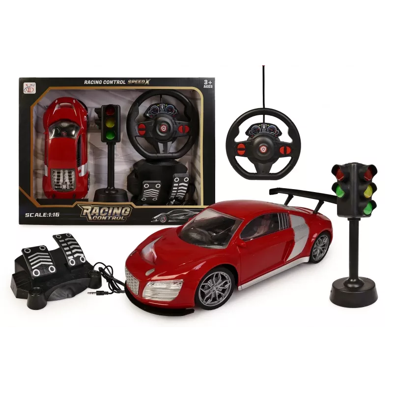 Coche teledirigido Artyk modelo 177927 con mando de volante y señales luminosas