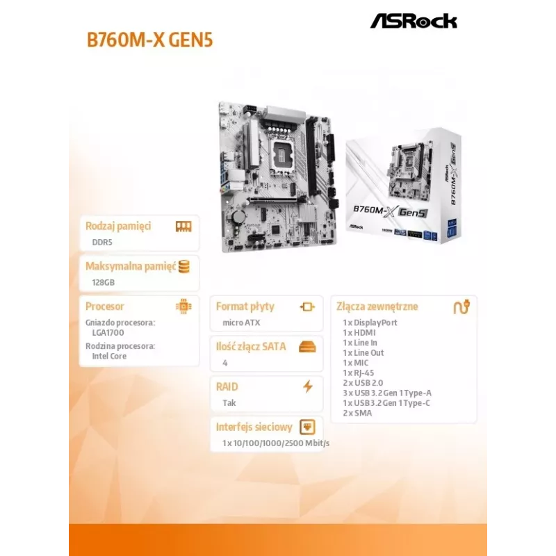 Placa base ASROCK B760M-X GEN5 mATX para LGA1700, 2× DDR5, DisplayPort y HDMI