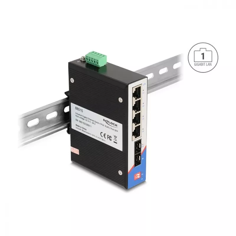 Switch no gestionado DeLOCK 88015 Gigabit Ethernet 4 puertos negro