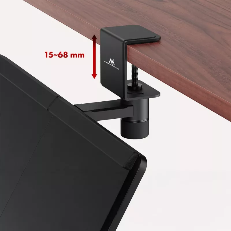 Soporte de teclado bajo escritorio Maclean, carga máx. 5 kg, ajustable horizontal y verticalmente, negro, MC-108 B