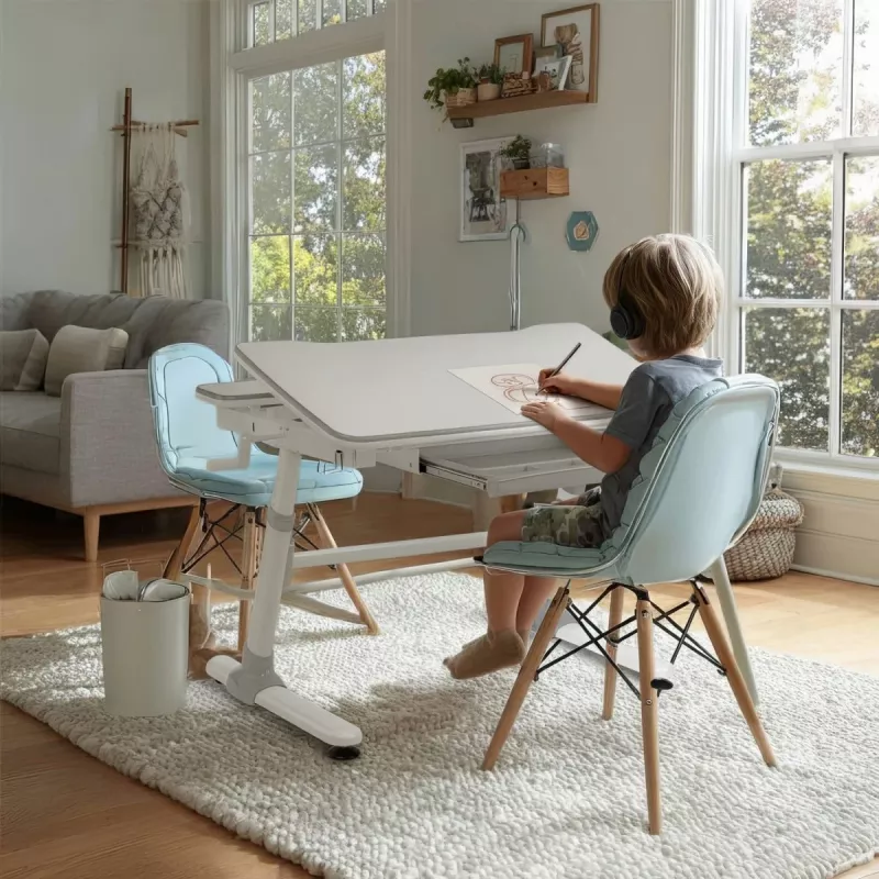Ergo Office Escritorio infantil ergonómico de altura ajustable, gris, máx. 100 kg, ER-417 2cz