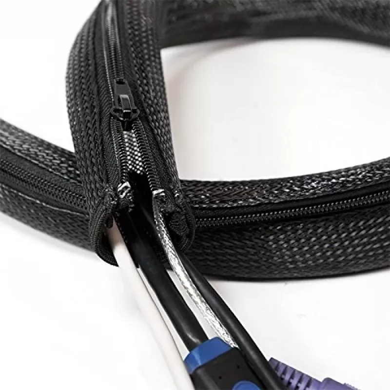 LOGILINK KAB0047 LOGILINK Organizador de cables flexible con cremallera, negro 2m