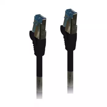 Cable de red RJ45 - CAT6A 500MHz - 0,15 m - negro - S-STP(S/FTP) - TPE/LSZH(Superflex) - AWG26 - Syner
