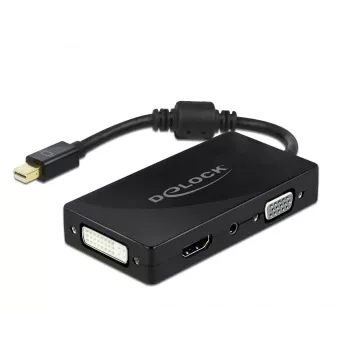 DeLOCK Mini DisplayPort 1.2 a VGA HDMI DVI Audio 4K pasivo negro