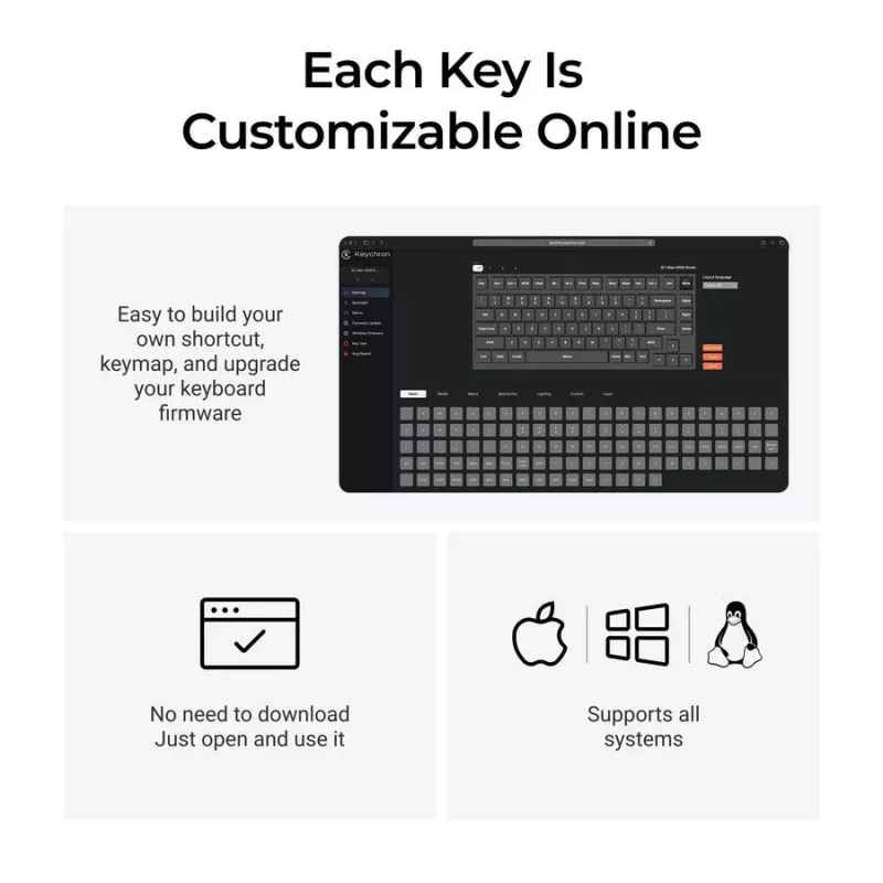 Teclado mecánico Keychron Q1 Max 75% con interruptores Banana, Carbon Black