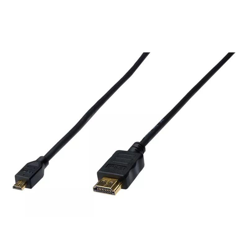 Digitus ASSMANN - Cable HDMI con Ethernet - 19 pin micro HDMI Type D macho a HDMI macho - 1 m - Triple aislamiento - Negro (AK-330115-010-S)