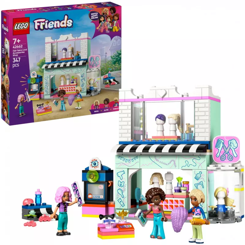 LEGO Friends Set de juego Peluquería y tienda de decoración 42662 – Mini muñecas, escena de salón, accesorios