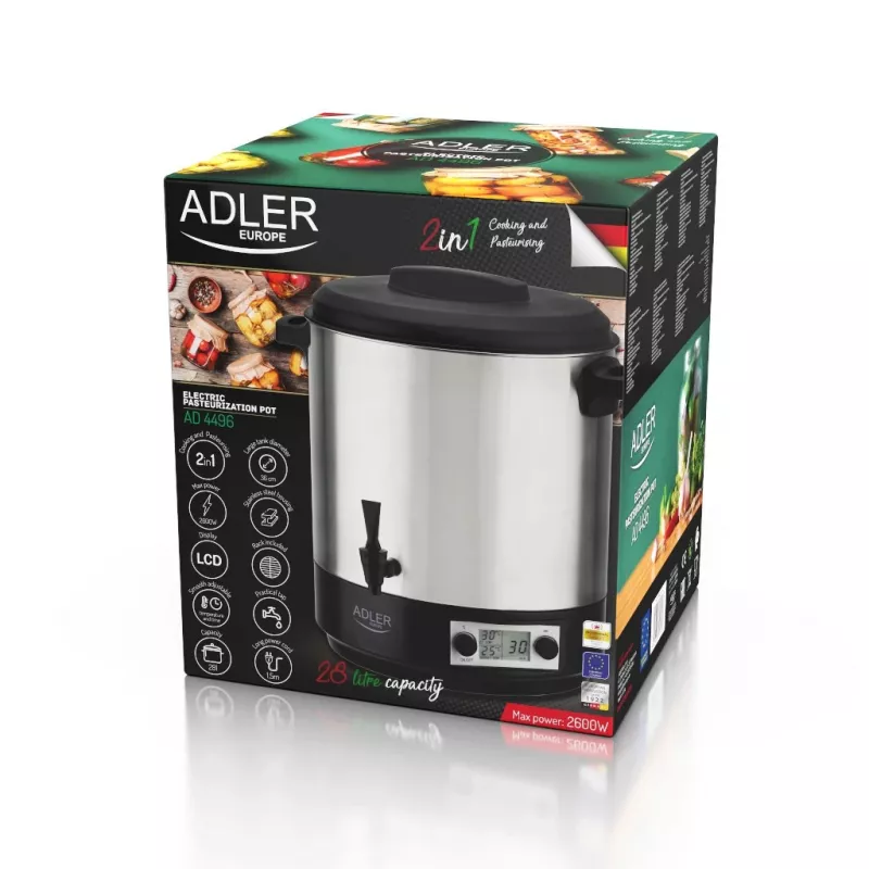 Máquina de conservas Adler AD 4496 28L 2600W acero inoxidable negro