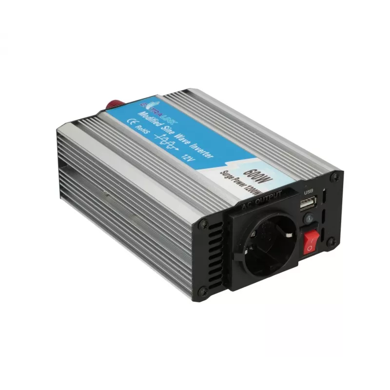 Convertidor de tensión Extralink OPIM-600W, coche 12V, 600W onda sinusoidal modificada