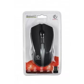Ratón óptico inalámbrico Rebeltec GALAXY negro/plateado, superficie de goma
