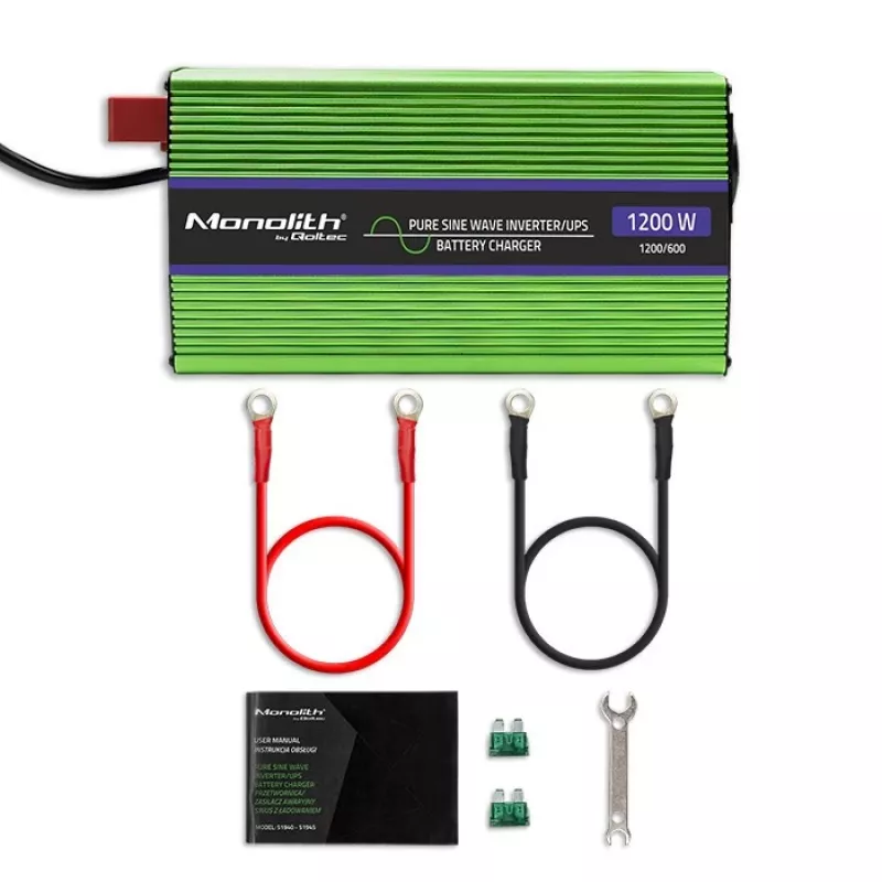 Inversor de coche Qoltec Monolith 1200 W Verde 12 V