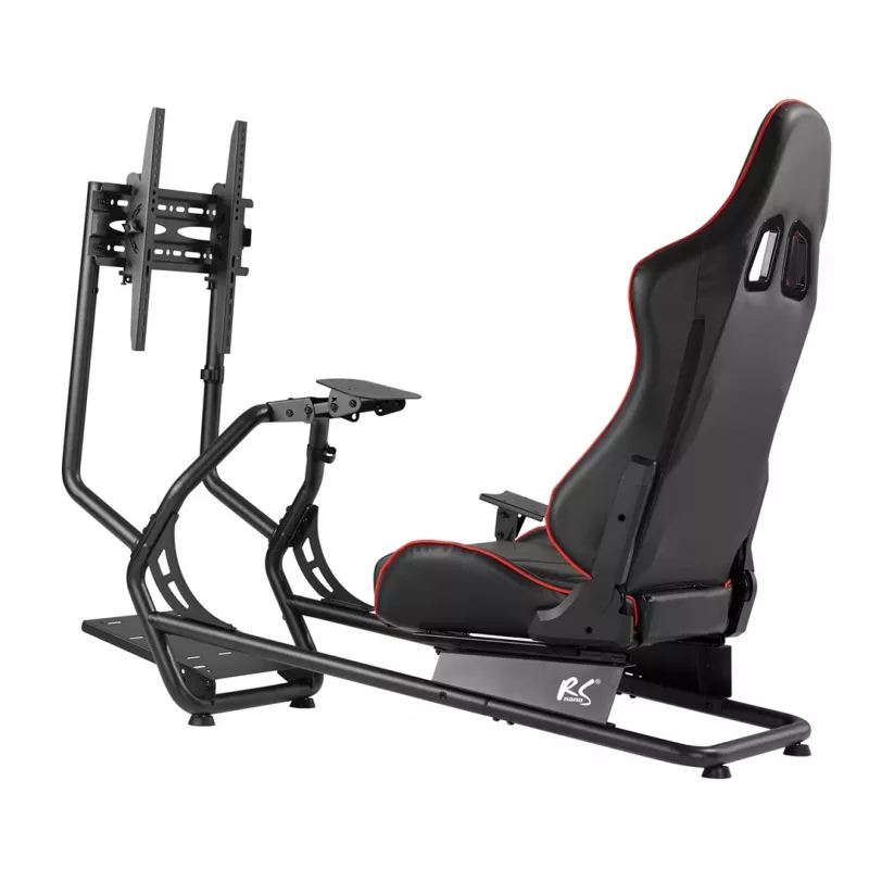 Silla gaming NanoRS RS160, soporte para simulador de carreras 3 en 1, para PC, consolas, jugadores, tapizado de cuero sintético, soporte de volante, soporte de TV hasta 50 inch, VESA máx. 400x400