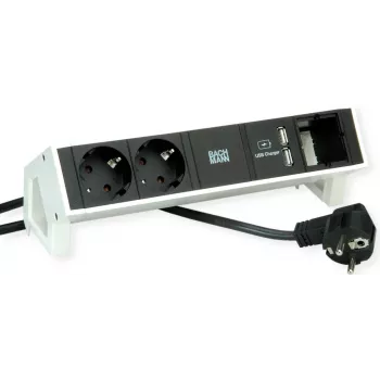 Bachmann DESK2 2xCEE7/7 1xHDMI 1x CAT6 Cargador USB 2xType-A 5.2V/2.15A (902.2281)