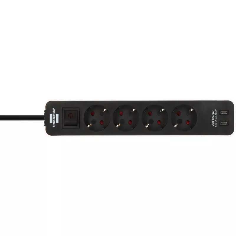 Alargador de corriente Brennenstuhl 1153240126 1,5 m 4 salidas AC para interior negro blanco