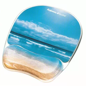 Reposamuñecas para ratón Fellowes - Alfombrilla de gel con base de goma antideslizante y protección antibacteriana - Alfombrilla ergonómica para ordenador, portátil, oficina en casa - Beige arena