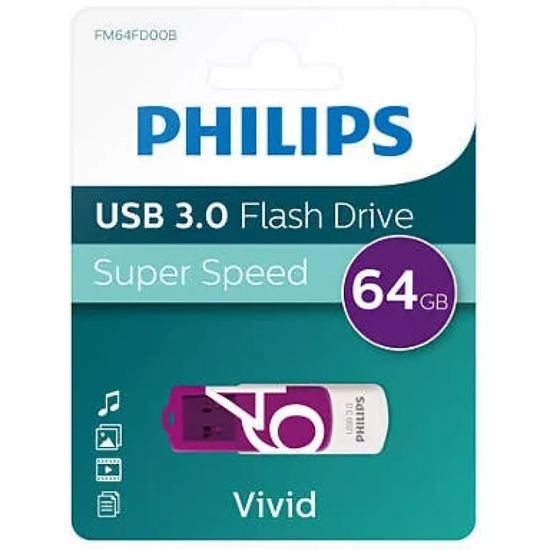 USB Stick Philips FM64FD00B 64 GB USB Type-A 3.2 Gen 1 (3.1 Gen 1) Morado, Blanco