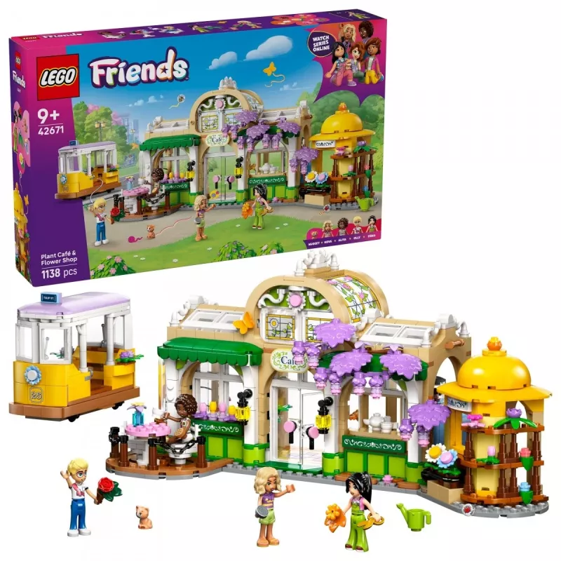 Set LEGO FRIENDS 42671 Cafetería de plantas y floristería, set de juego con funciones de cafetería y floristería