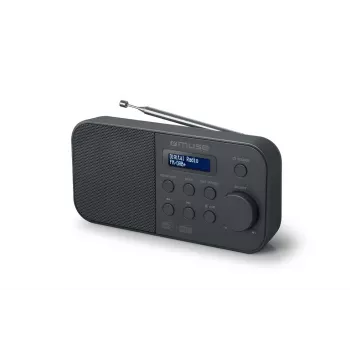 Radio portátil muse M-109 DB — DAB+ / FM (87,5–108 MHz), sintonizador PLL, LCD, batería/red, negro