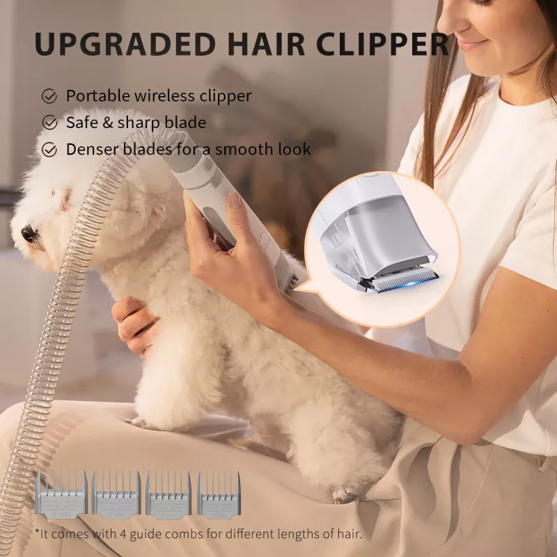 PETKIT AirClipper 5-in-1 LM4 kit de aseo para mascotas con aspirador, gris/blanco