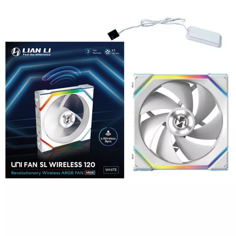 Lian Li UNI FAN SL Wireless 120 G99.12SL1W1W.00 ventilador de caja, ARGB, PWM, 120 mm, blanco