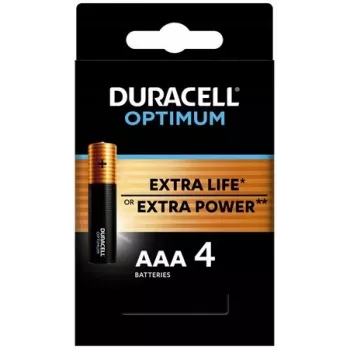 Duracell OPTIMUM AAA Pilas alcalinas pack de 4 – energía de larga duración para dispositivos pequeños