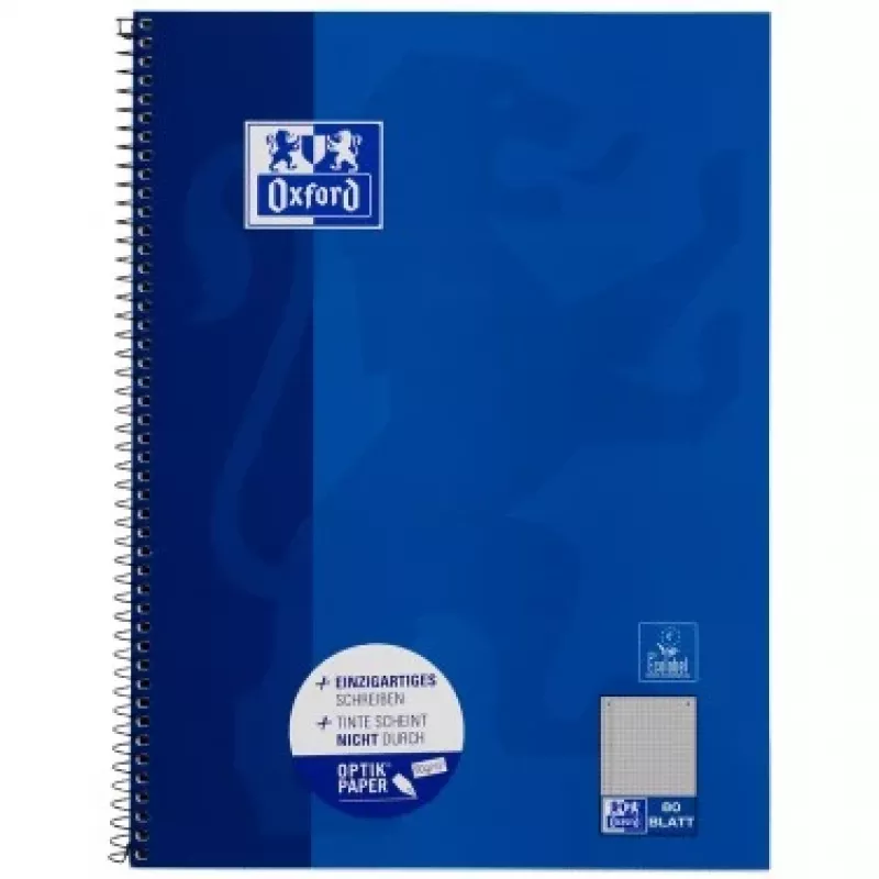 Oxford College cuaderno A4, 80 hojas, cuadriculado con margen interior, 90 g/m², azul (100050358)