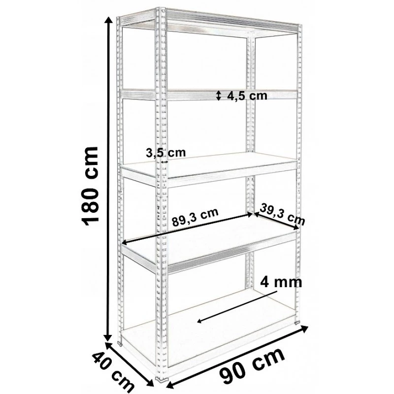 Top e shop SHELF G9040 estantería para herramientas de jardín, independiente, acero galvanizado, MDF
