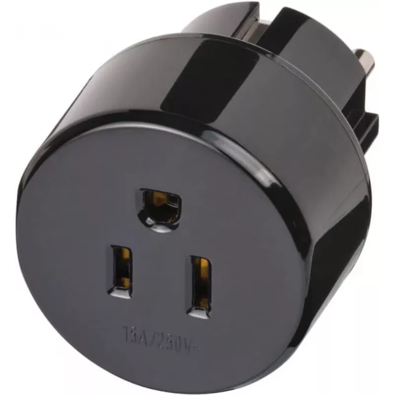 Adaptador de viaje EE. UU., Japón/conector con toma de tierra, adaptador de enchufe negro