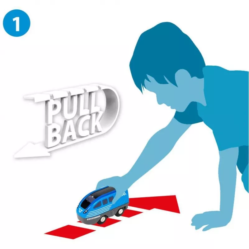 Tren BRIO World Pull Back Train negro azul 36019