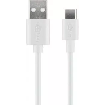 Wentronic 59126 Cable USB 0,5 m USB-A USB-C conector macho conector macho blanco (59126)